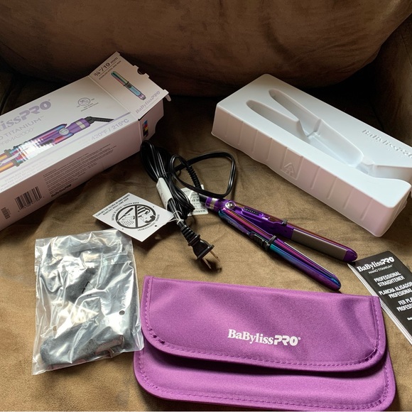 NWOT BaBylissPRO Limited Edition Mini Prima Flat Iron Iridescent Oil Slick - Picture 3 of 16